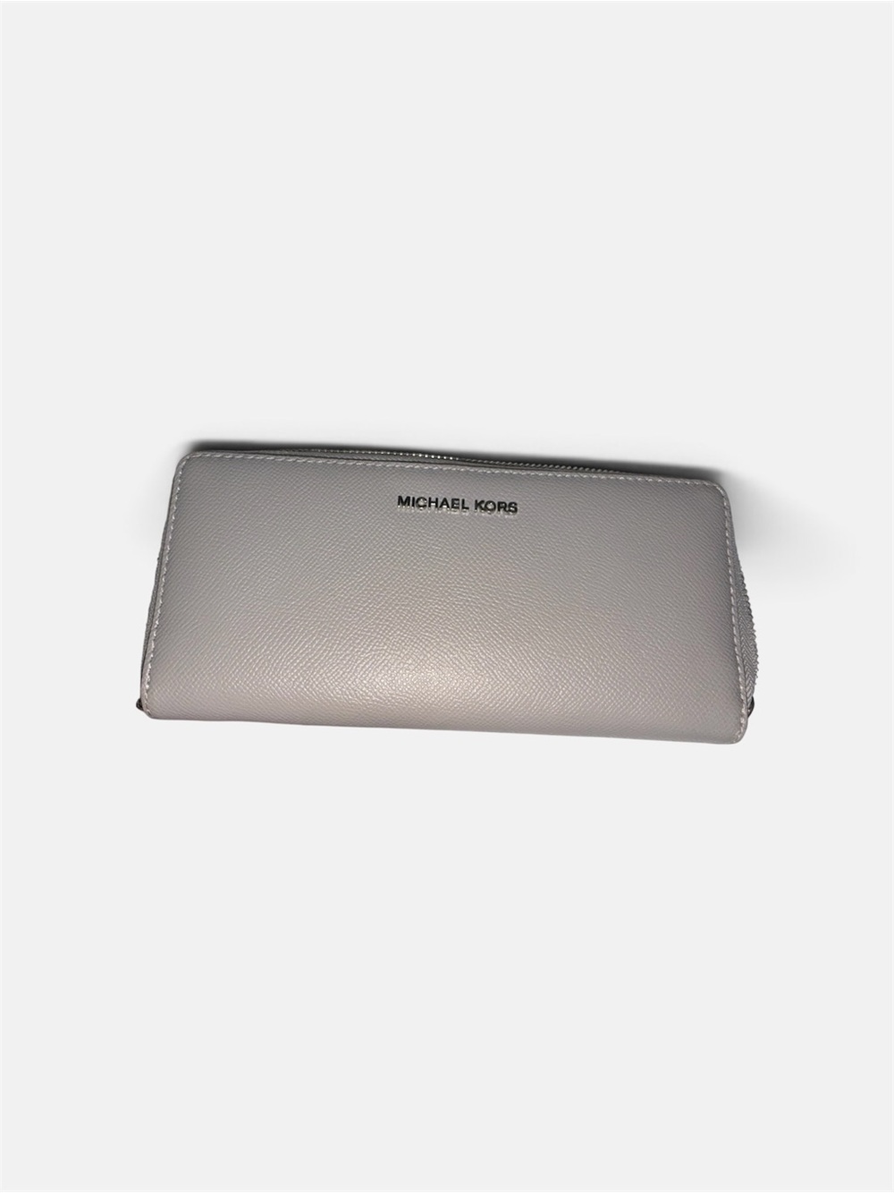 Michael Kors Light Gray Zip Around Leather Wallet
